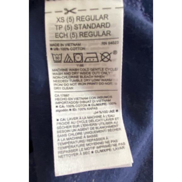 Old Navy 100% Cotton Girl’s Navy Blue Striped Cap Sleeve T-Shirt Size 5 - Picture 6 of 6